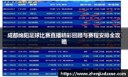 成都绵阳足球比赛直播精彩回顾与赛程安排全攻略