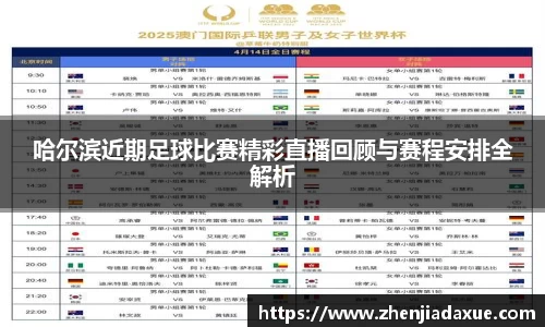 哈尔滨近期足球比赛精彩直播回顾与赛程安排全解析