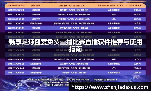 畅享足球盛宴免费重播比赛直播软件推荐与使用指南
