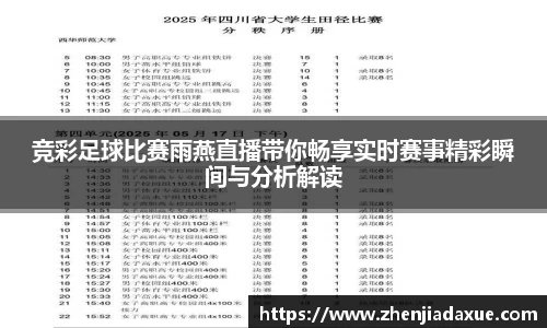 竞彩足球比赛雨燕直播带你畅享实时赛事精彩瞬间与分析解读