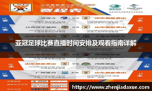亚冠足球比赛直播时间安排及观看指南详解